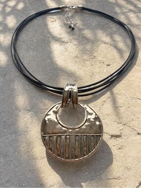 Silpada Cascading Silver Pendant on Black Cord S1514 +Multi strand Silpada cord